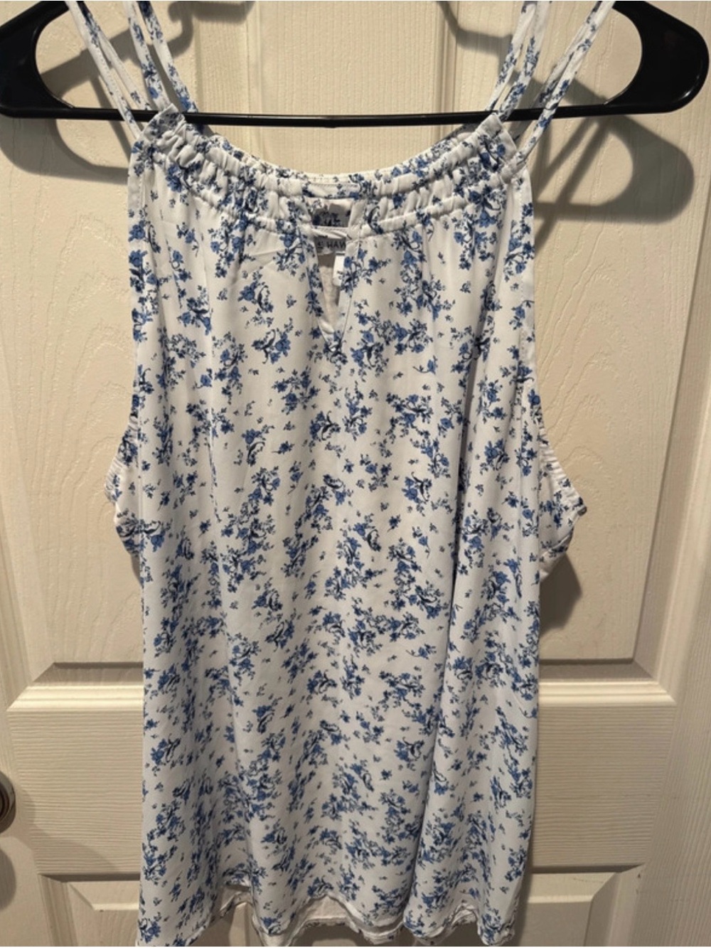 41 Hawthorn White Tank with Blue Floral Print
